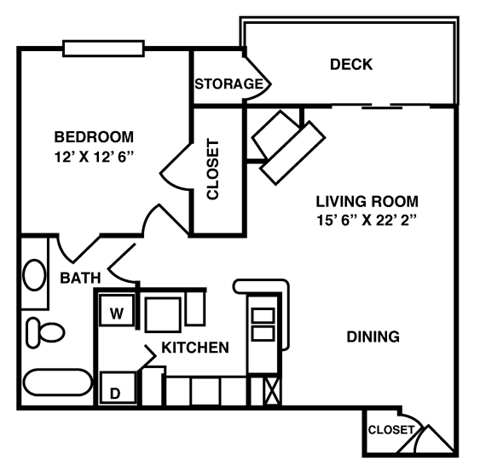 1 Bed | 1 Bath - 769 sq. ft.